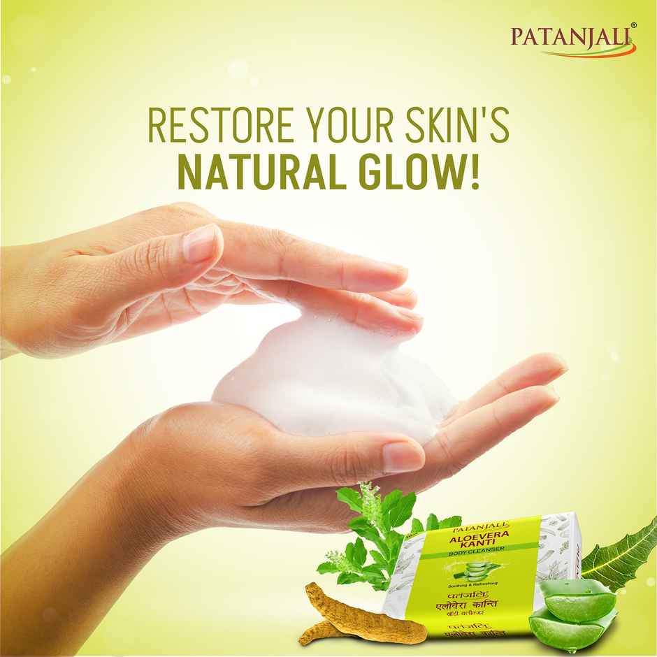 Patanjali Aloevera Kanti Body Cleanser Refreshing Bath Soap Aloe Bathing Bar