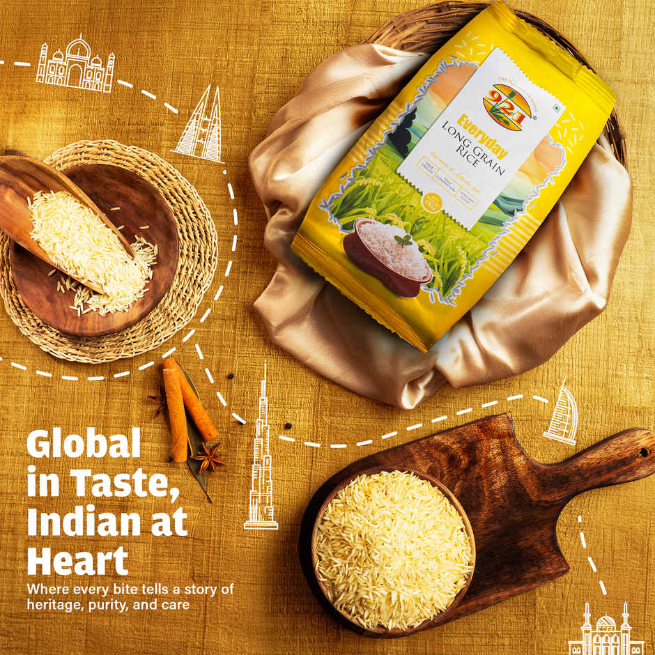 921 Everyday Long Grain Rice (1kg) & Freshcon Cooked Rajma | Kidney Beans (250g) Combo 