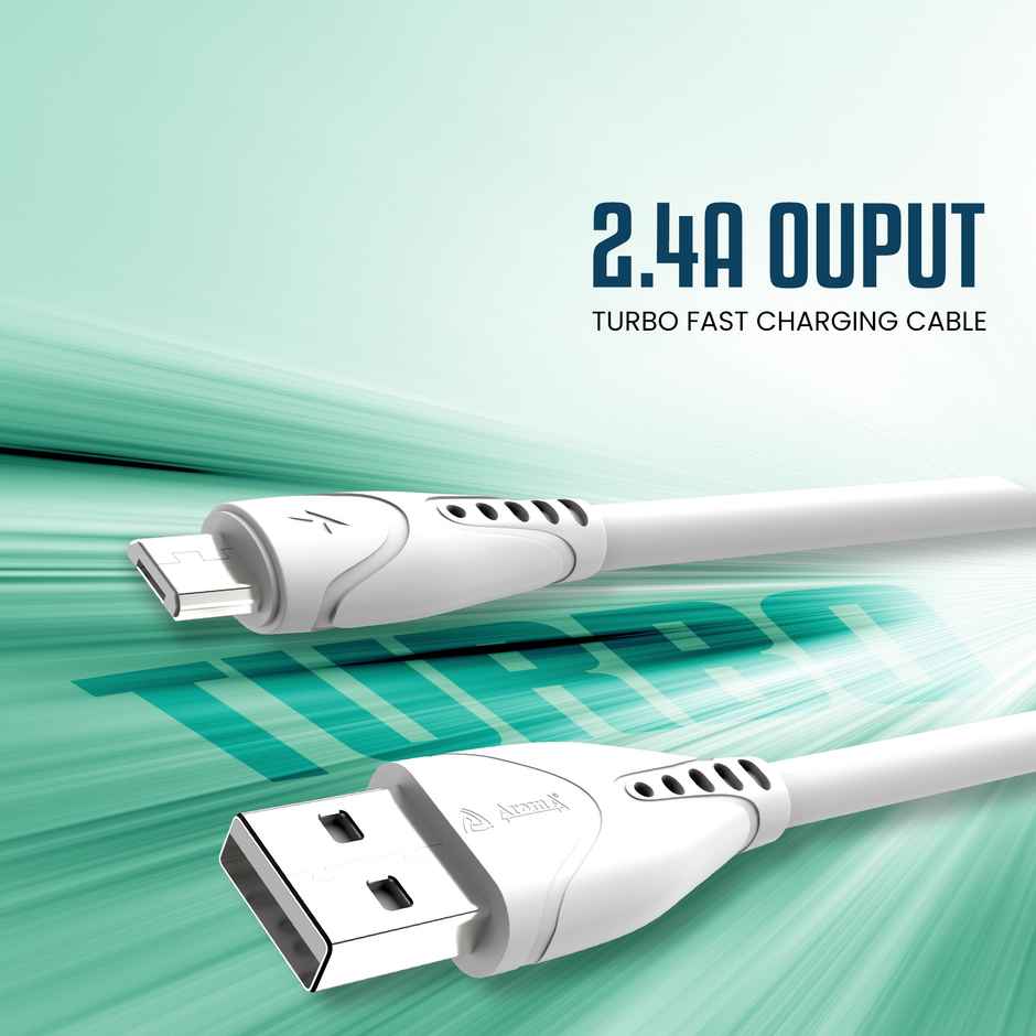 Aroma Electronic UC11 - 2.4 Amp USB-A to Micro USB | 1 m Fast Charging Data Cable | White
