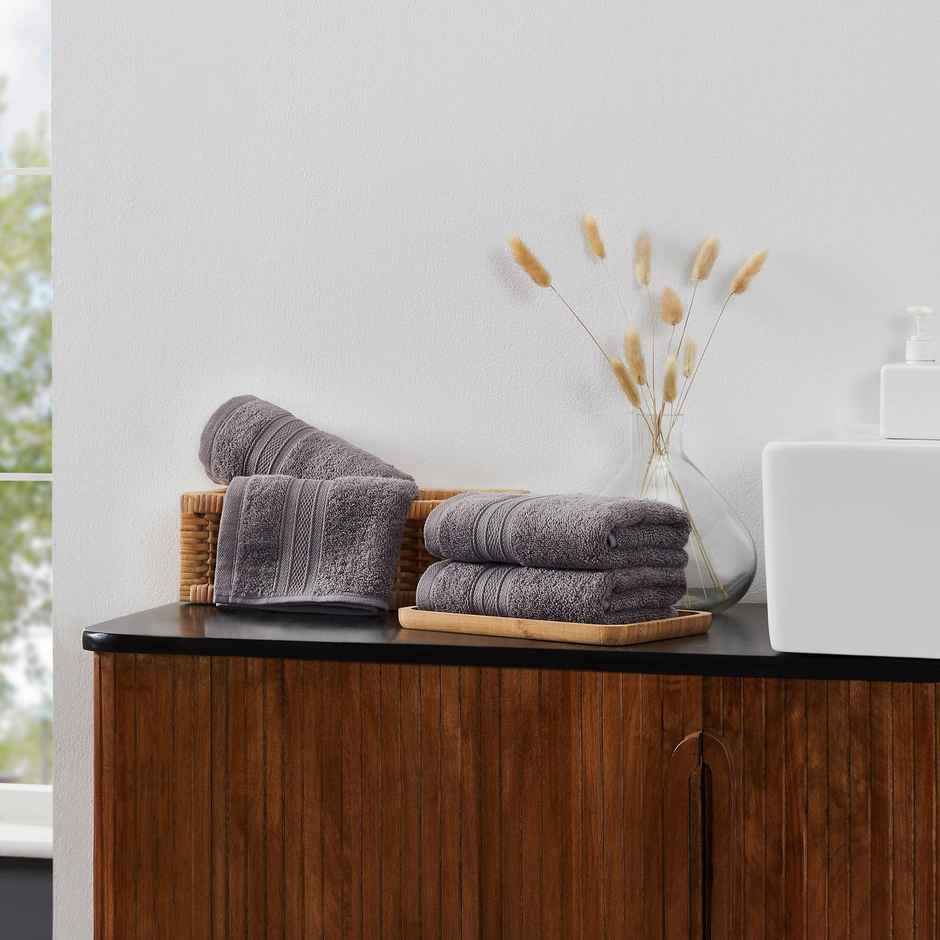 Mytrident Cotton Hand Towel | 500 GSM | Gym Towel Set - Charcoal