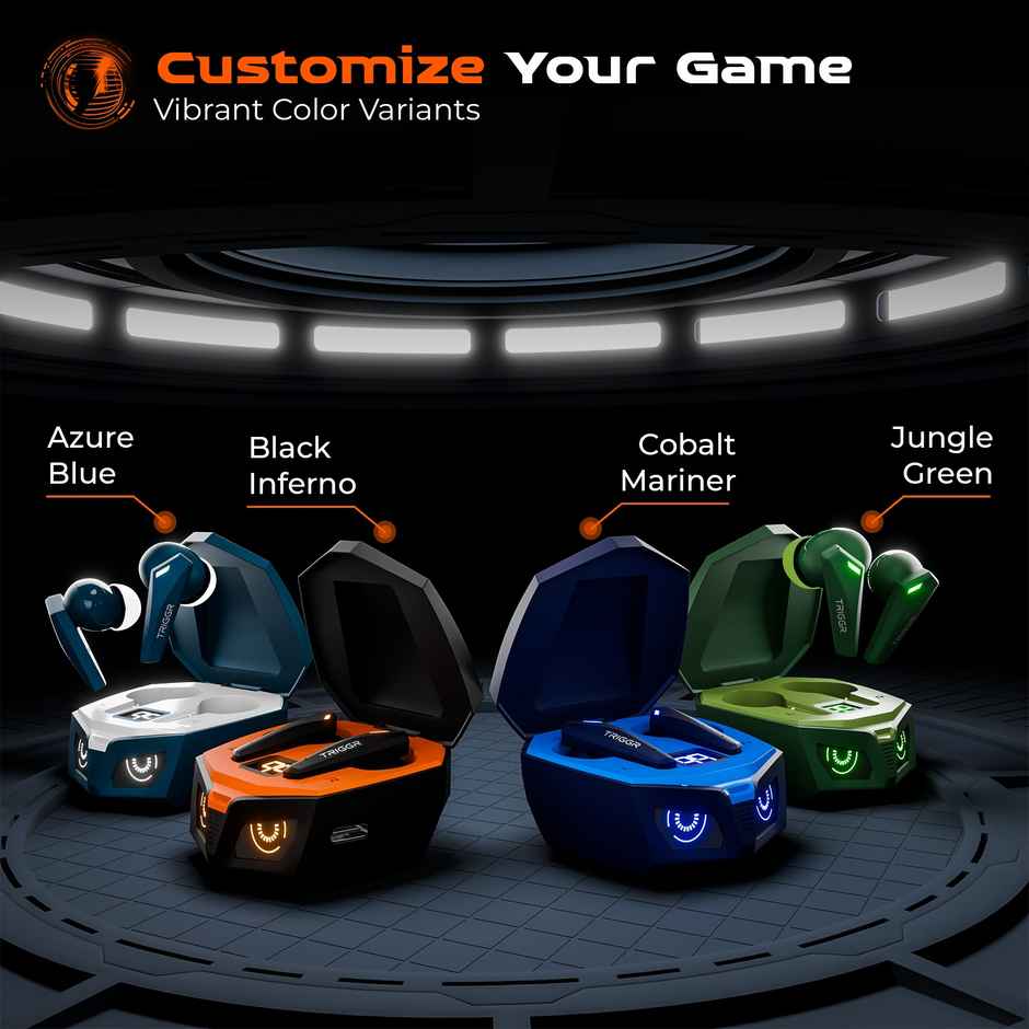 Triggr Earbuds Kraken X1 Plus | Dual Pairing | Battery Display | Quad ENC | 70Hr | Black Inferno