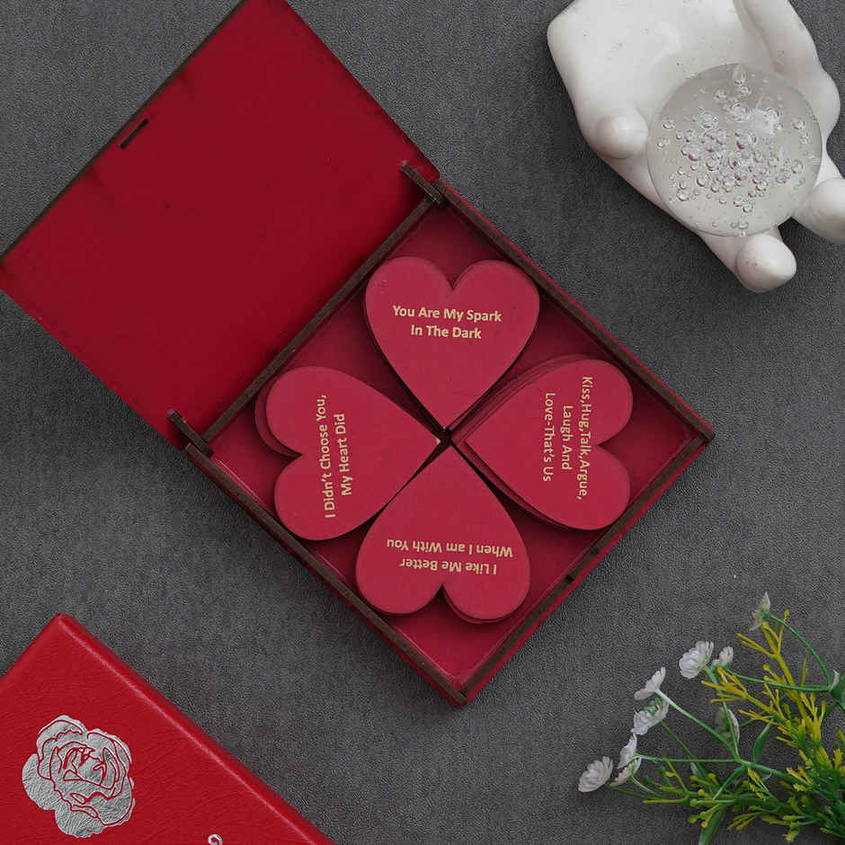 Wooden Love Notes Message Heart Gift Box Set | eCraftIndia