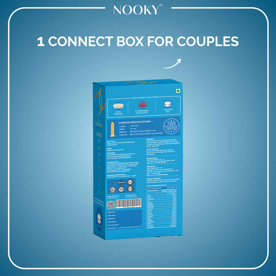 Nooky CONNECT 3 in 1 Intimacy Condom Kit Condom Chocolate and Play Dice