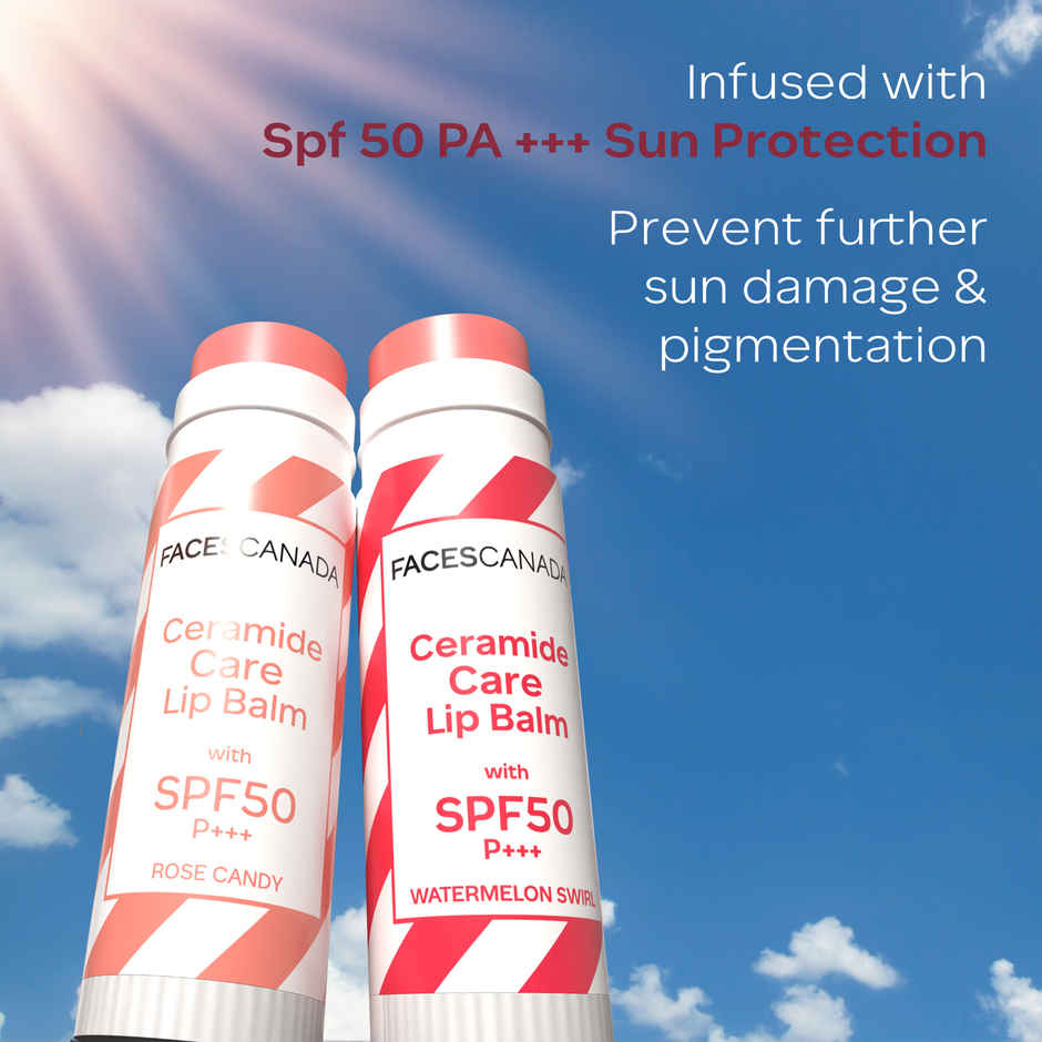 FACES CANADA Ceramide Care Lip Balm | SPF 50 |Hydrates Dry & Chapped Lips - Watermelon Swirl 03