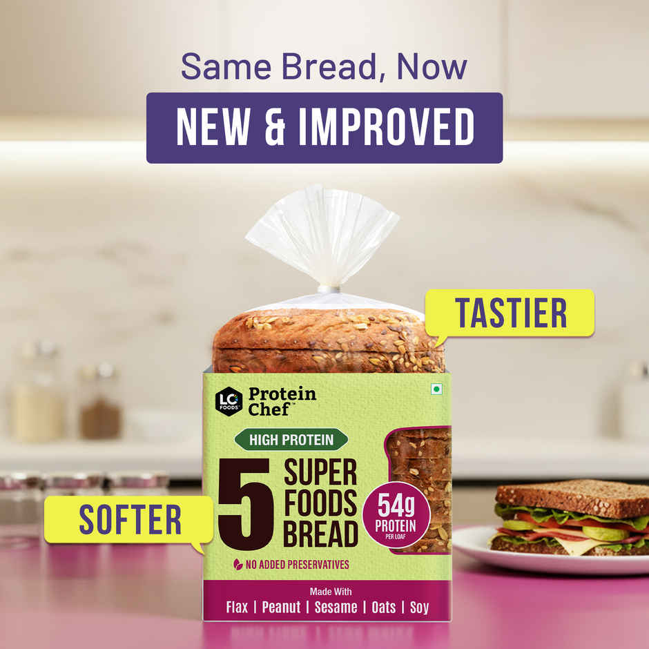 5 Super Foods Multigrain Bread (54 g Protein / Zero Maida / Premium Brown Atta Bread)