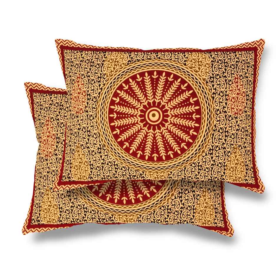 Furnofy King Size 100% Cotton Jaipuri Print Bedsheet | With 2 Pillow Covers | Multicolour, 90x108in