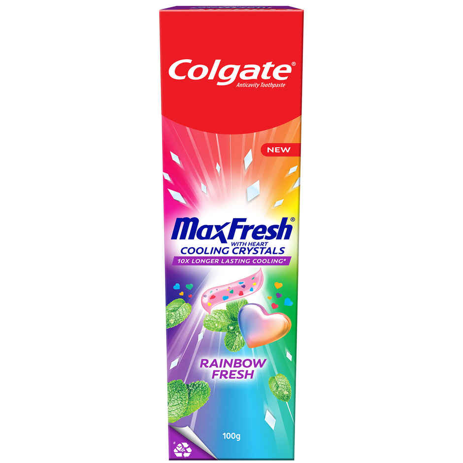 Colgate MaxFresh Rainbow Fresh Gel Toothpaste with Heart Shaped Crystals, Triple Mint Flavour