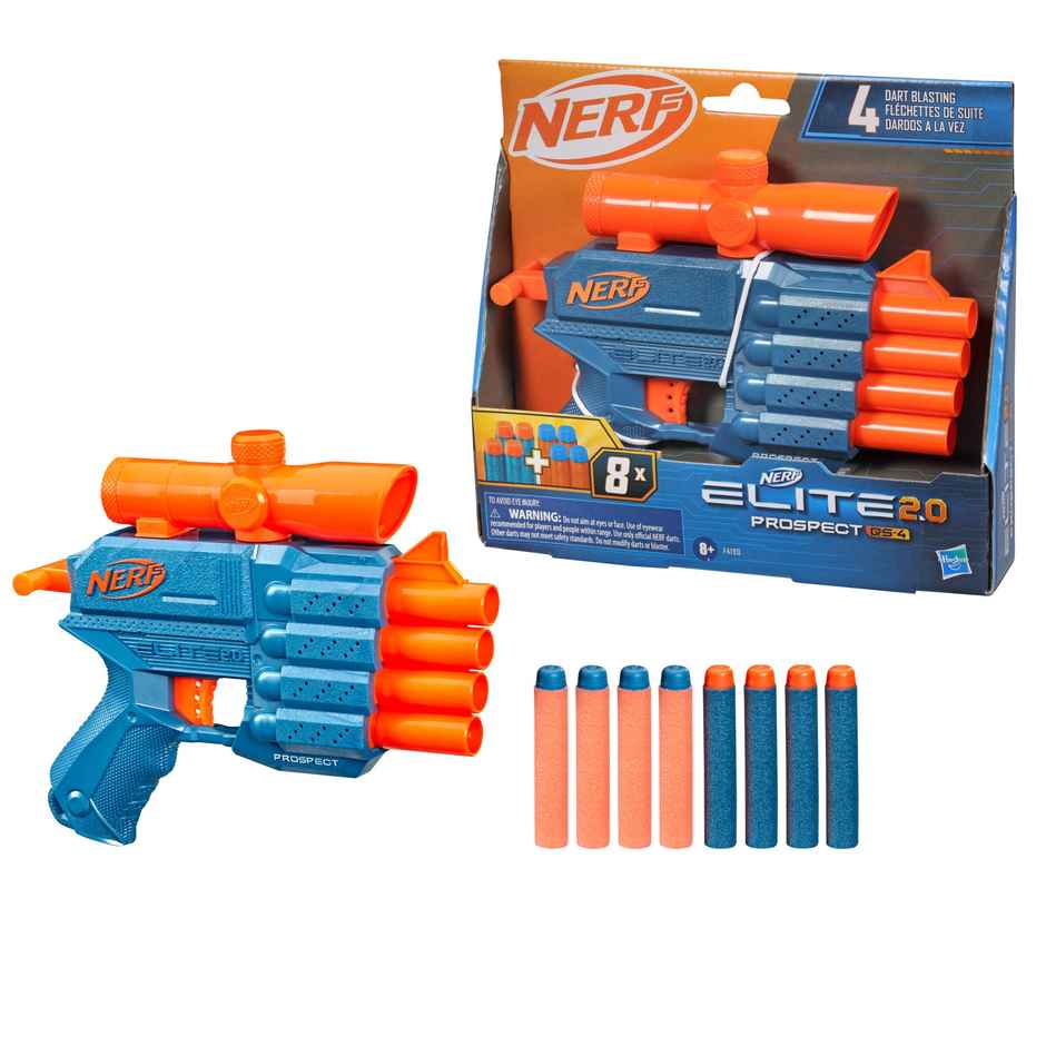 Nerf Elite 2.0 Prospect QS-4 Blaster | 8 Nerf Elite Darts | 4-Dart Blasting | Toy Gun