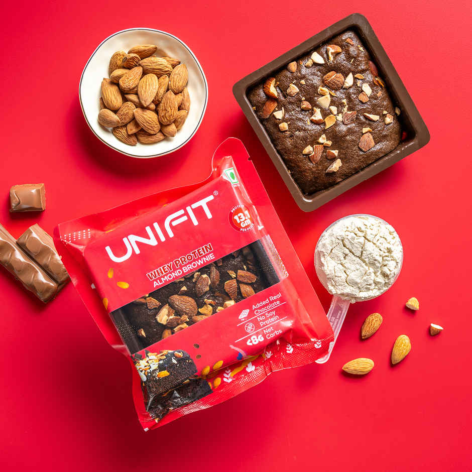 Unifit Almond Brownie | Rich - Nutty and Fudgy | High Protein and Fiber | Guilt-Free Indulgence