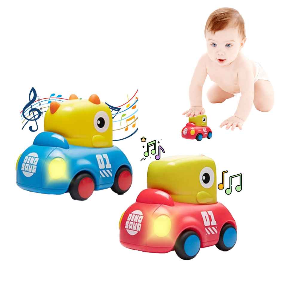 Kidology Push & Go Dinosaur Car with Music & Light | Inertia Baby Toy | Kids Gift