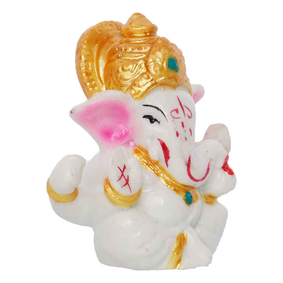 eCraftIndia White Lord Ganesha Idol with Golden Mukut