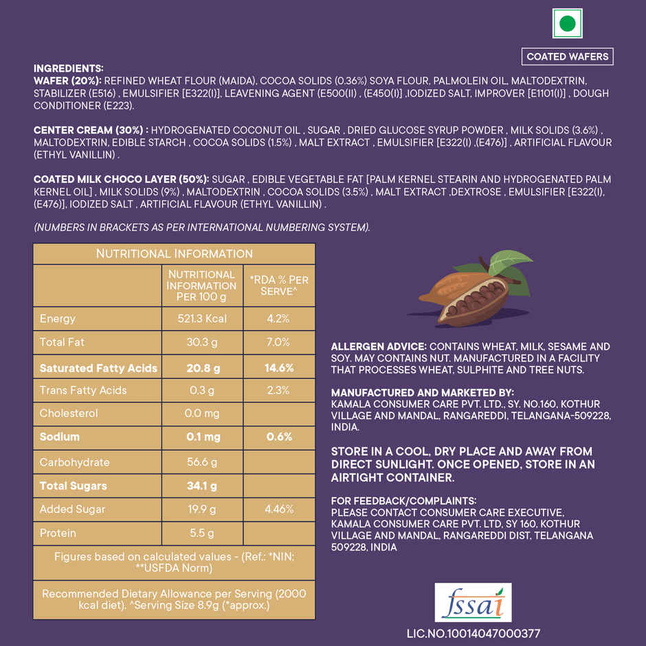 KYOMI Velvetine Milk Choco Coated Crunchy Wafers