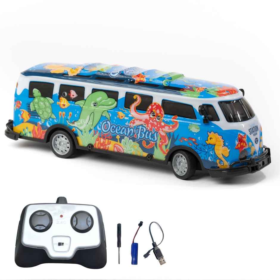 Legend Of Toys Vera RC Bus 15km/h | LED Lights | Crash-Proof | Ocean Theme | Blue