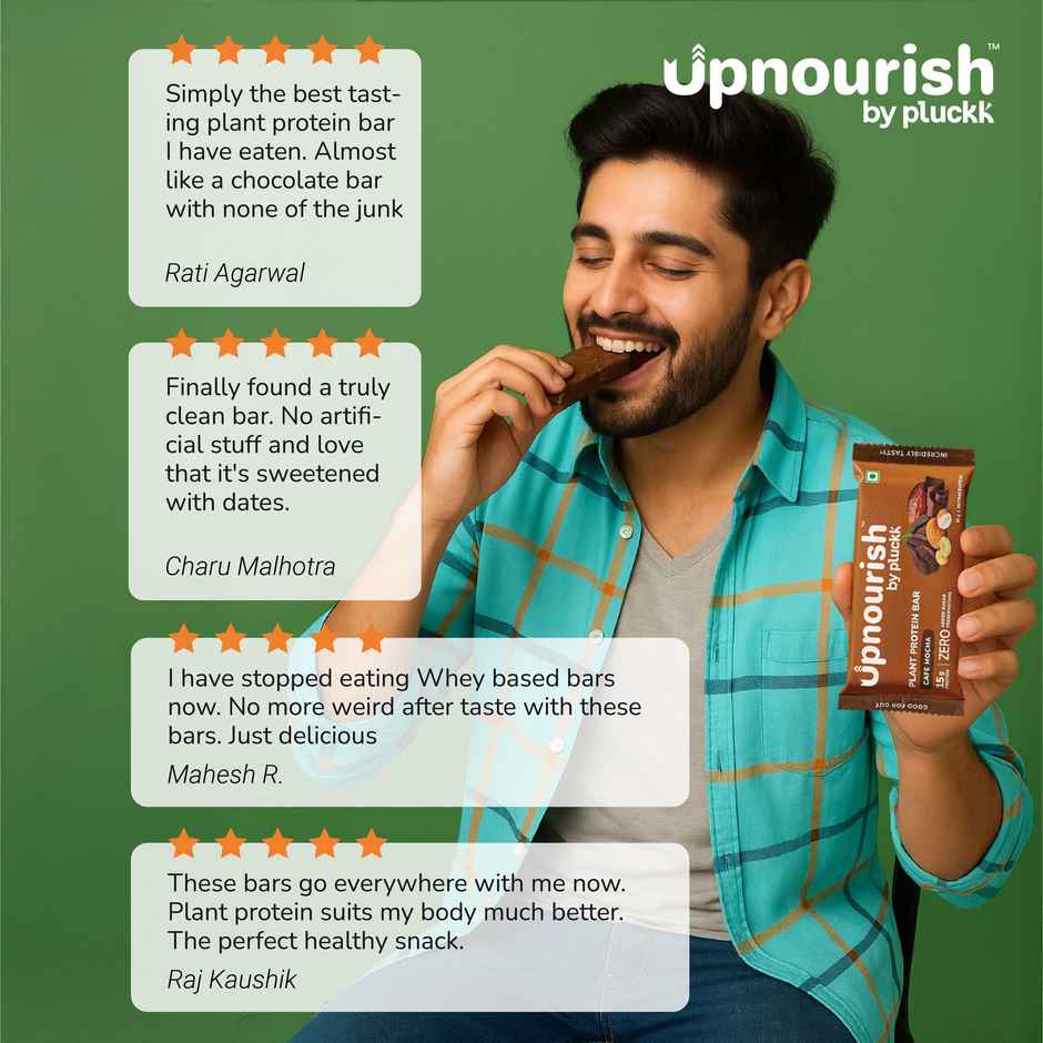 Pluckk Upnourish 15g Plant Protein | Cafe Mocha |No Added Sugar|No Added Preservatives|Good For Gut