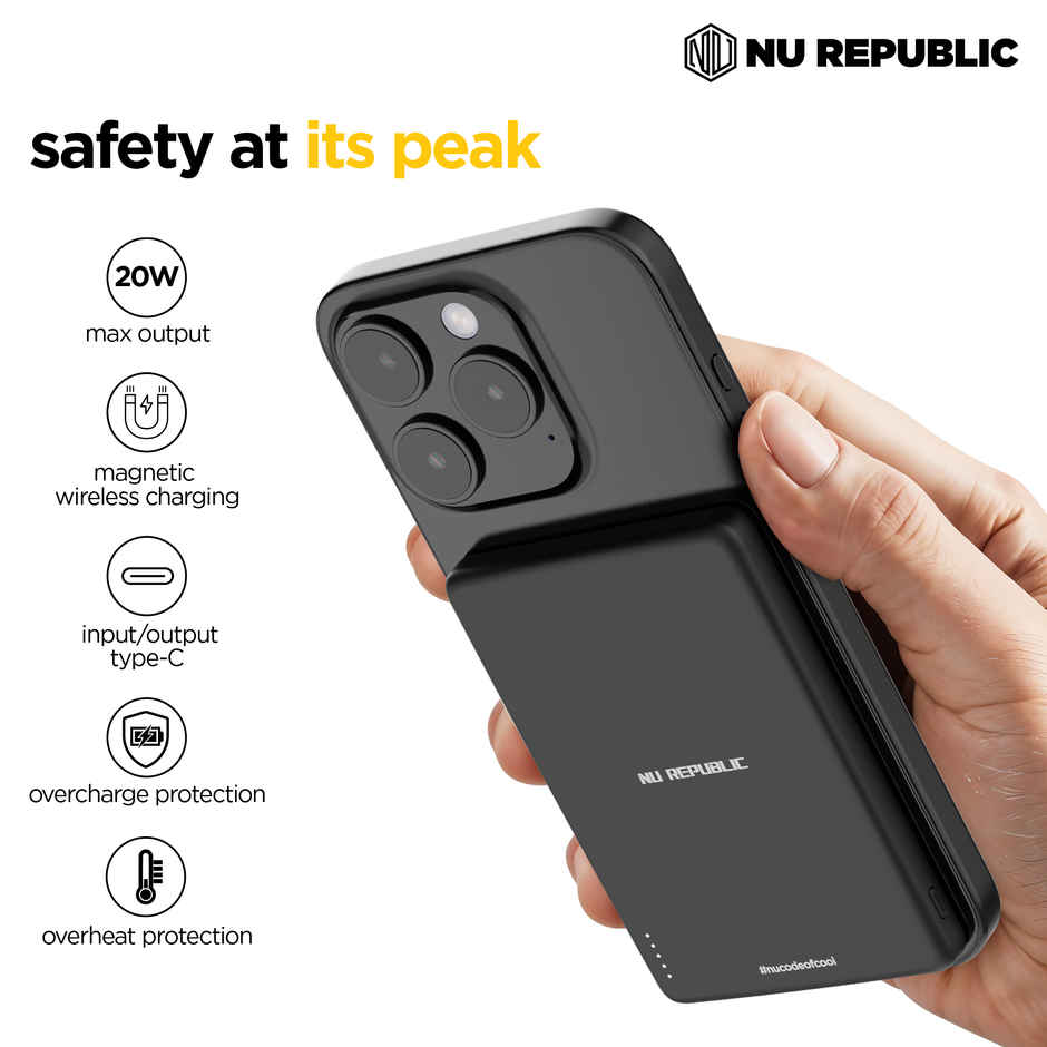 Nu Republic Powerpop X1 5000 mAh Type C Wireless Powerbank | For Magsafe Devices | Black