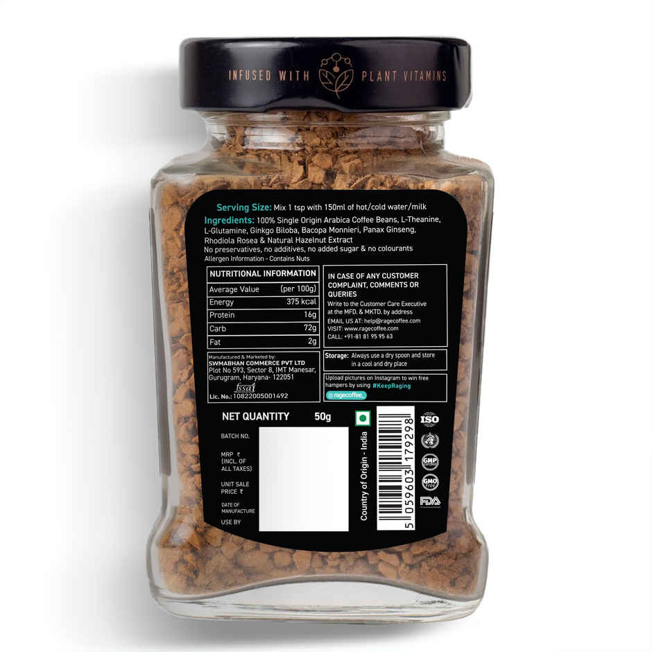 Rage Coffee Irish Hazelnut - Premium Arabica Instant Coffee