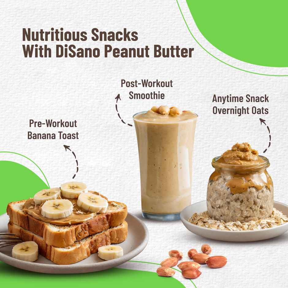 DiSano Natural Peanut Butter - Creamy, Unsweetened, 28.3% Protein, No Added Sugar,Pure Peanut