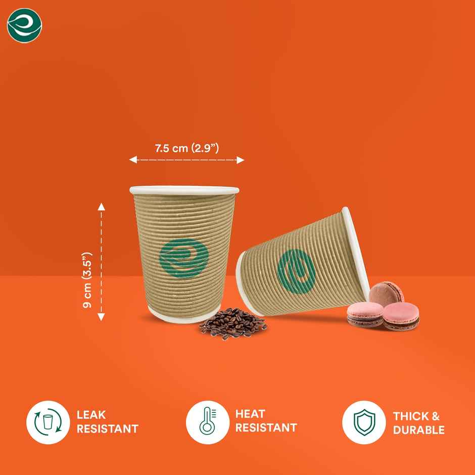 Disposable Cup Glass | 250 ml | 10 Count | Sturdy Eco Friendly | Eco Soul