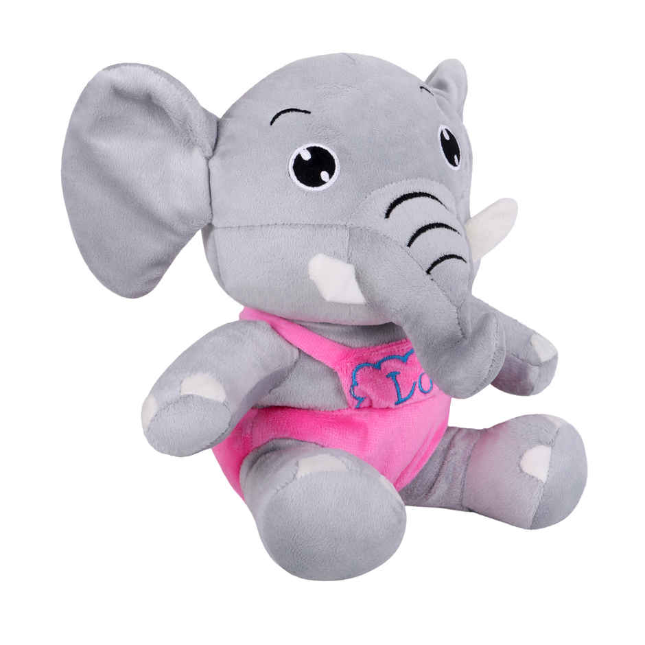 DearJoy Elephant In Dress Soft Toy - Pink & Grey
