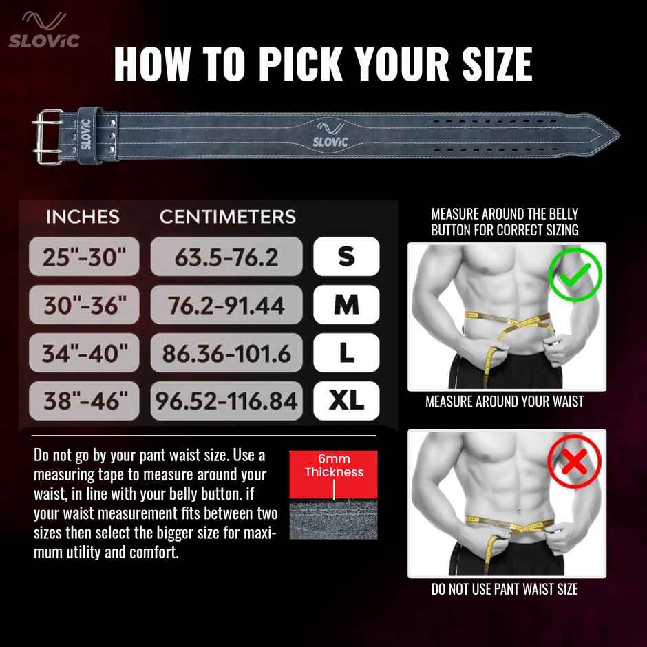 Slovic Gym Belt for Deadlifts, Weight lifting & Gym Workouts | Medium