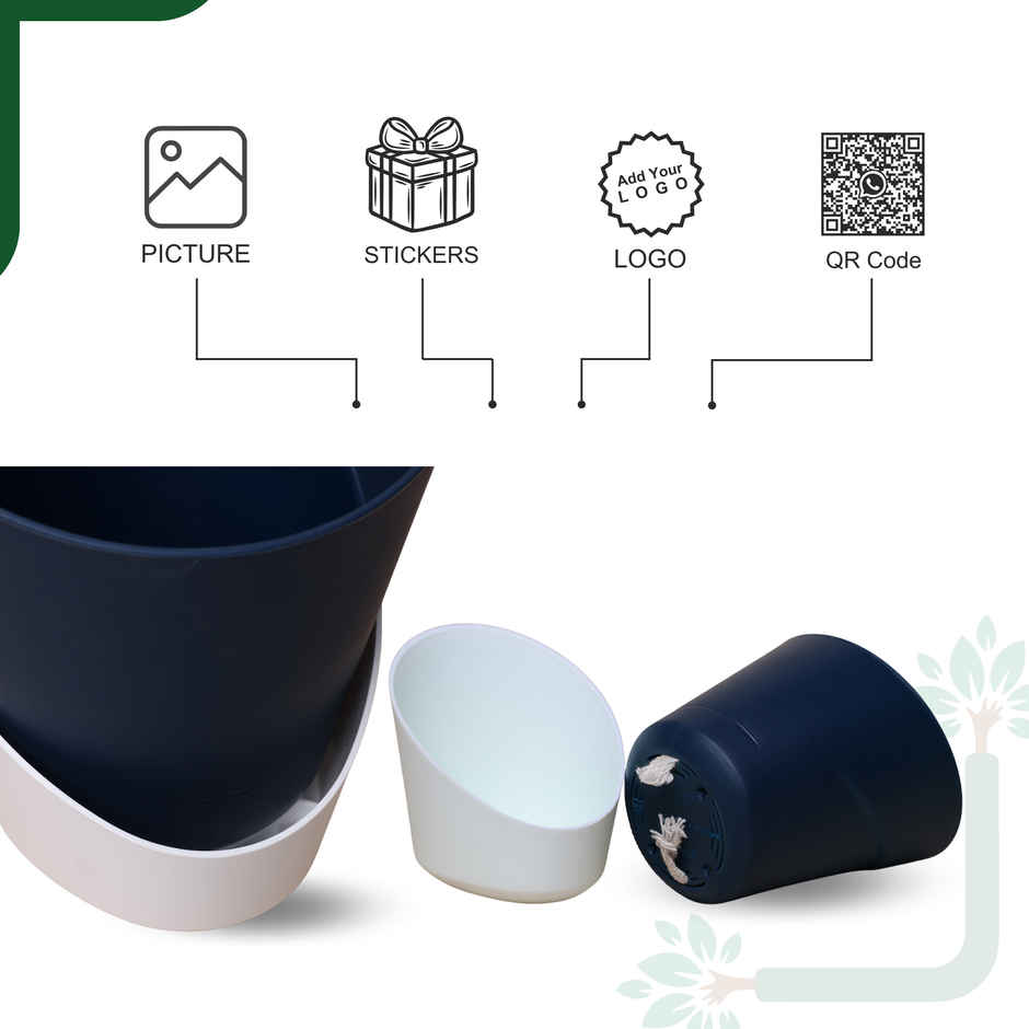 Yoursplants Atlantis - 4 Inch - Navy Blue Pot | Pack Of 2