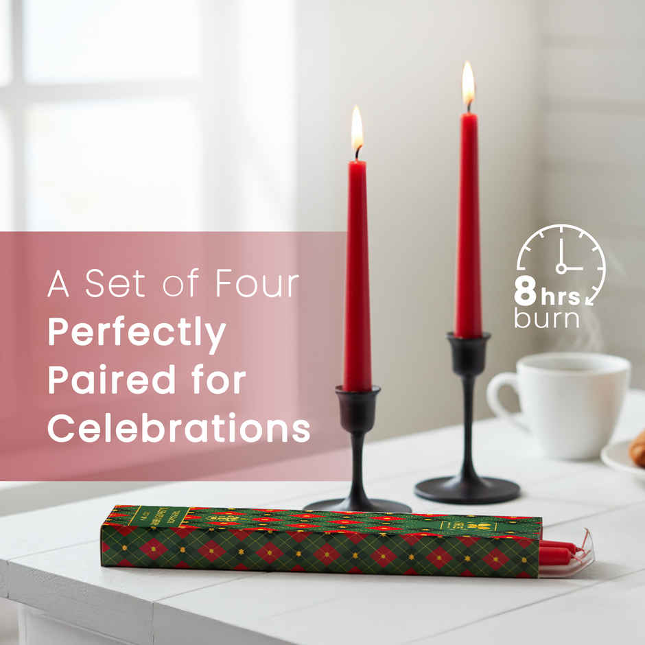 IRIS Berry Fragranced Taper Candles | 8 Hours Burning Time | 10 in | Home Decor