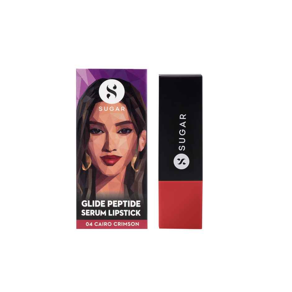 SUGAR Cosmetics Glide Peptide Serum Lipstick 04 Cairo Crimson