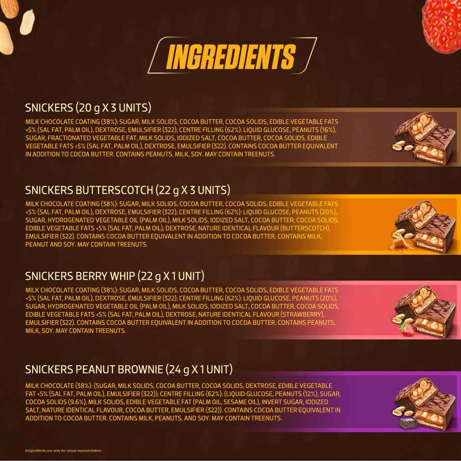 Snickers Gift Pack | 8 Bars | Peanut , Butterscotch, Berrywhip & Peanut Brownie Combo
