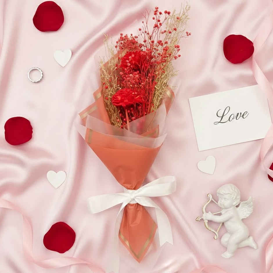 Orange Blush Love Dried Flower Bouquet | Ideal for Gifting | Farmerr