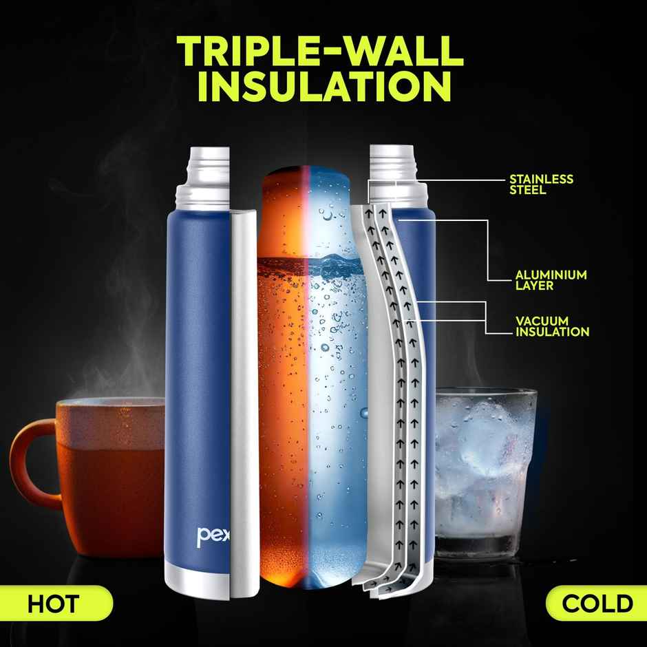 Pexpo Flamingo 1000Ml 24 Hrs Hot And Cold Flask With Jute-Bag Vacuum Insulated Flaslk