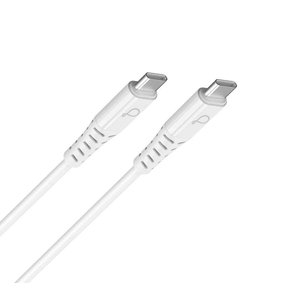Pebble PBCC30 30W Type-C to Type-C Cable | Fast Charging, Braided, 1 M & High-Speed Data Sync - White