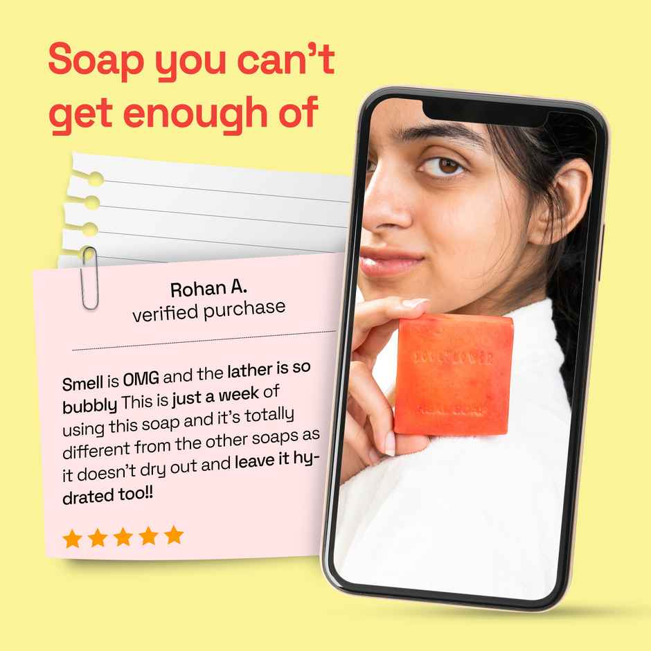 Soulflower Orange & Carrot Brightening Soap for Glowing Skin | Natural | 1 Pc