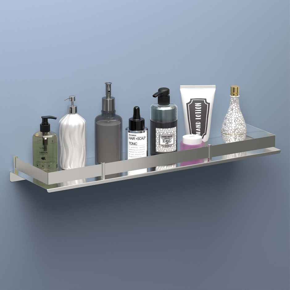 Kuber Industries 5x18 Inch Stainless Steel Wall Shelf | Kitchen Shelf for Toiletries | Silver