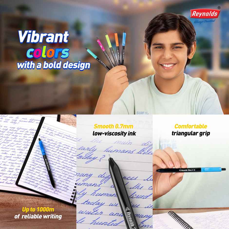 Reynolds Vista Retractable Ball Pen Set (5 Blue Pens)