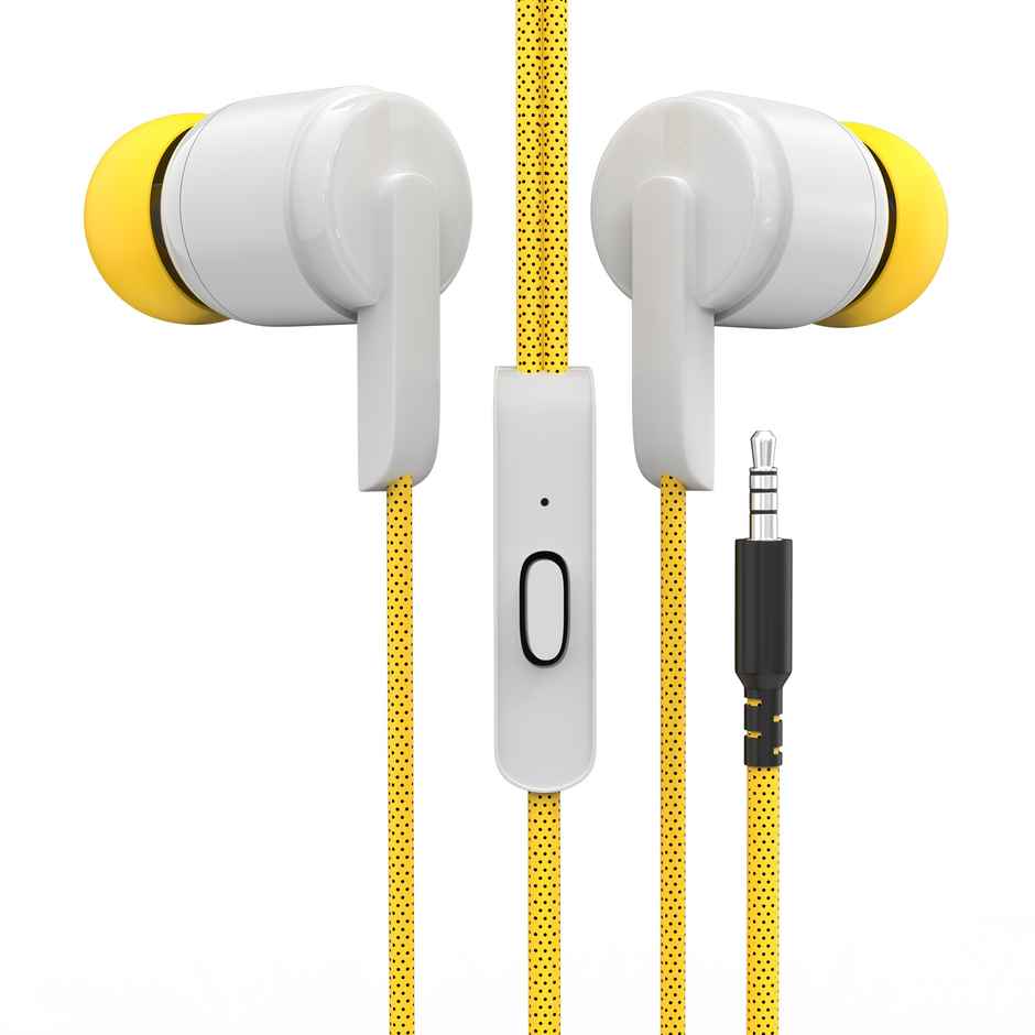 Aroma HF505 Clear Hi-Fi Sound | Deep Bass Wired Earphone with Mic | Yellow - 3.5 mm Jack