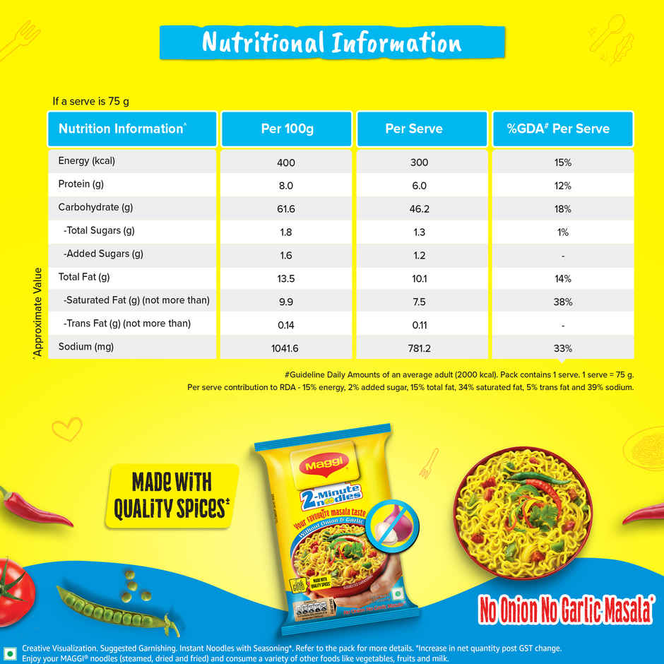 Maggi Masala Noodles No Onion No Garlic Combo