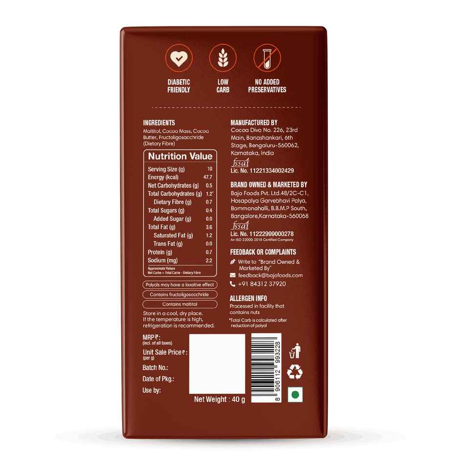 Lo Foods Keto Dark Chocolate Bar  (40g) & Fabelle Elements Pralines  (5pcs) Combo