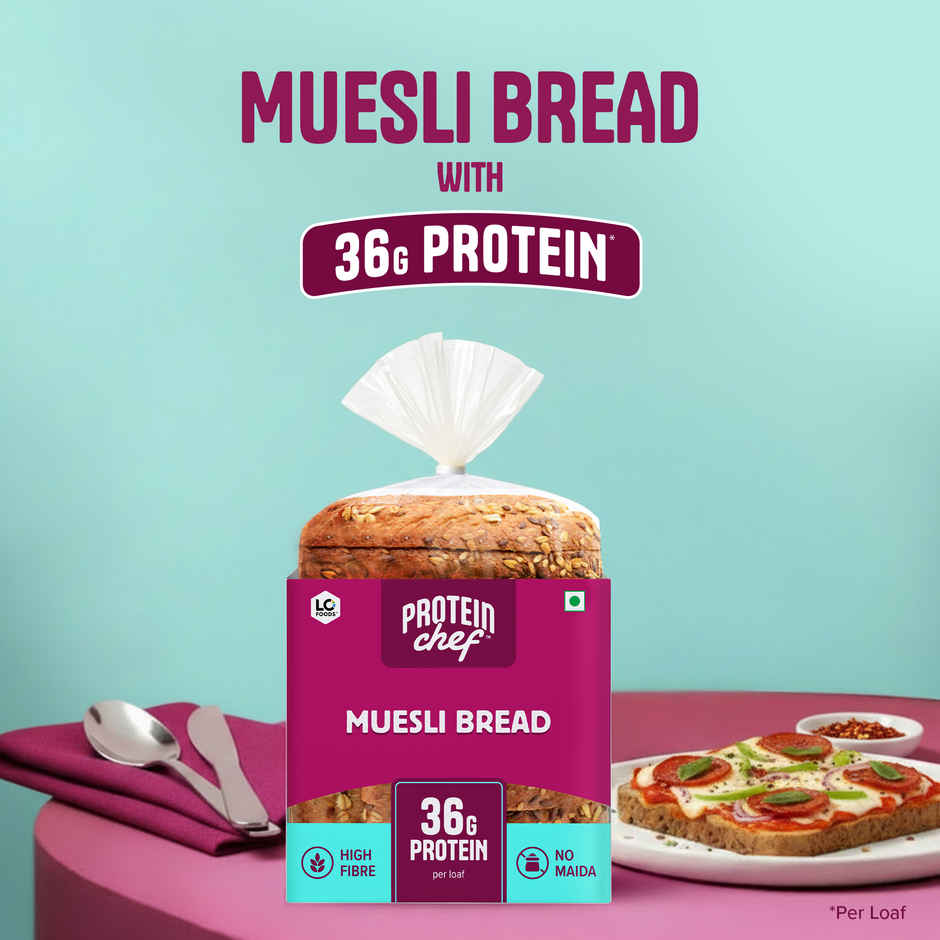 Protein Chef 36g Protein Muesli Multigrain Bread, Breakfast Breads with No Maida No Preservatives
