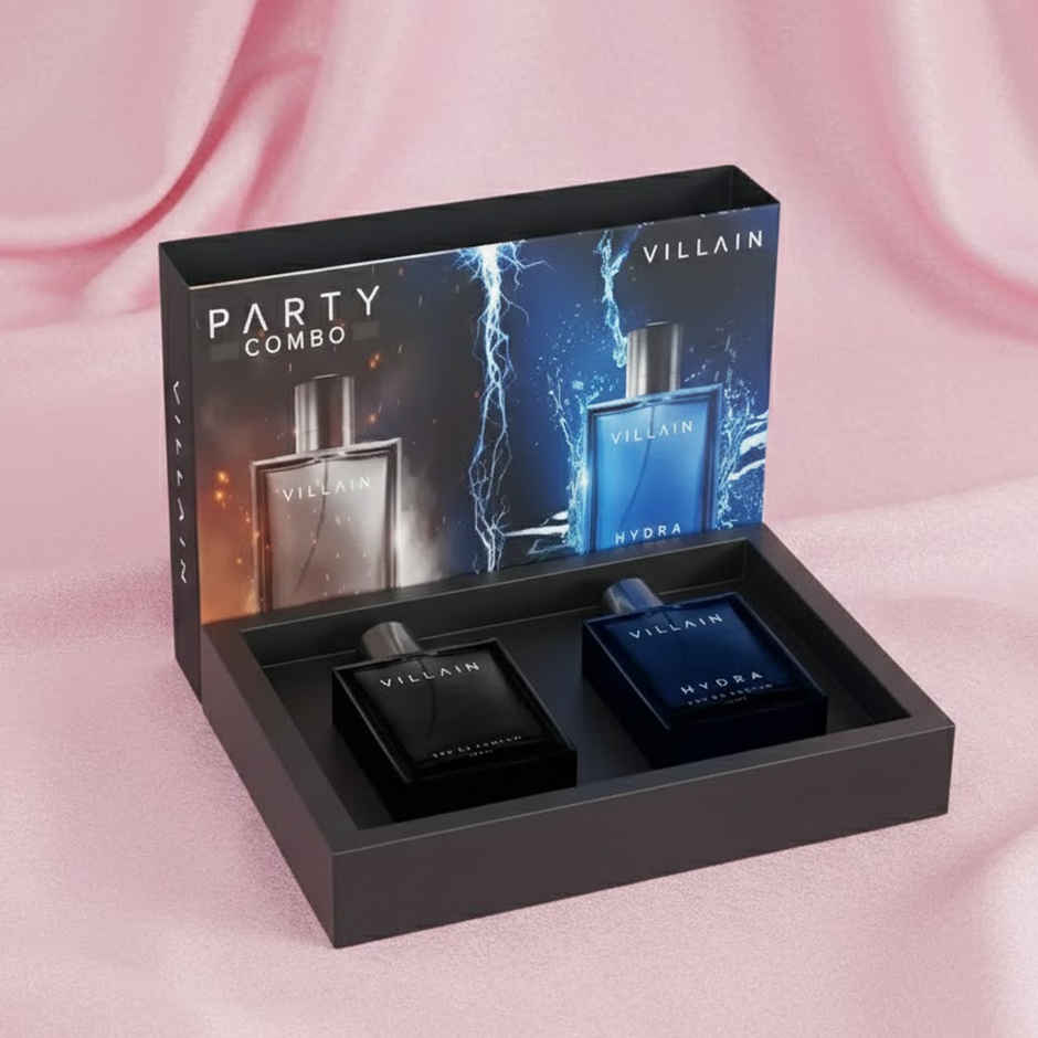 Villain Luxury Villain Party Combo Premium Long Lasting Perfume For Men (2pc) & Urban Forest Men'S George Leather Wallet | Blueberry (1pc) Combo