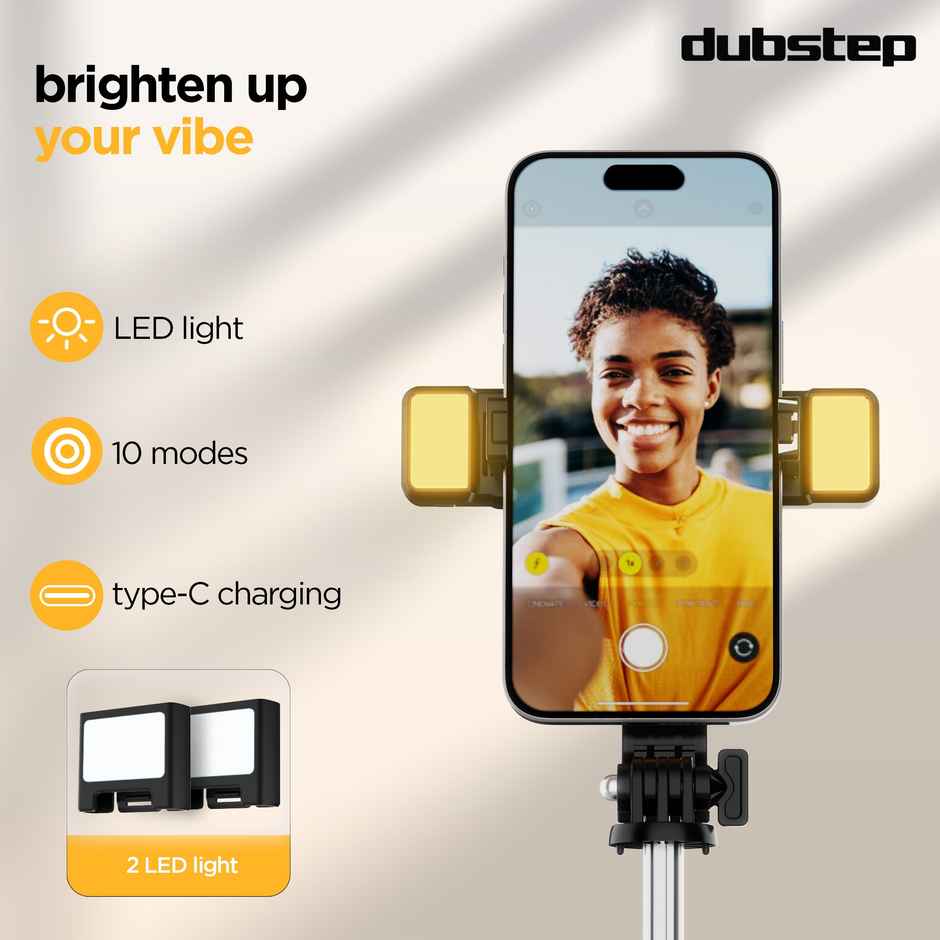 Dubstep Flickstick Lit Smart Selfie Stick (with 360 Degree Rotation, Black)