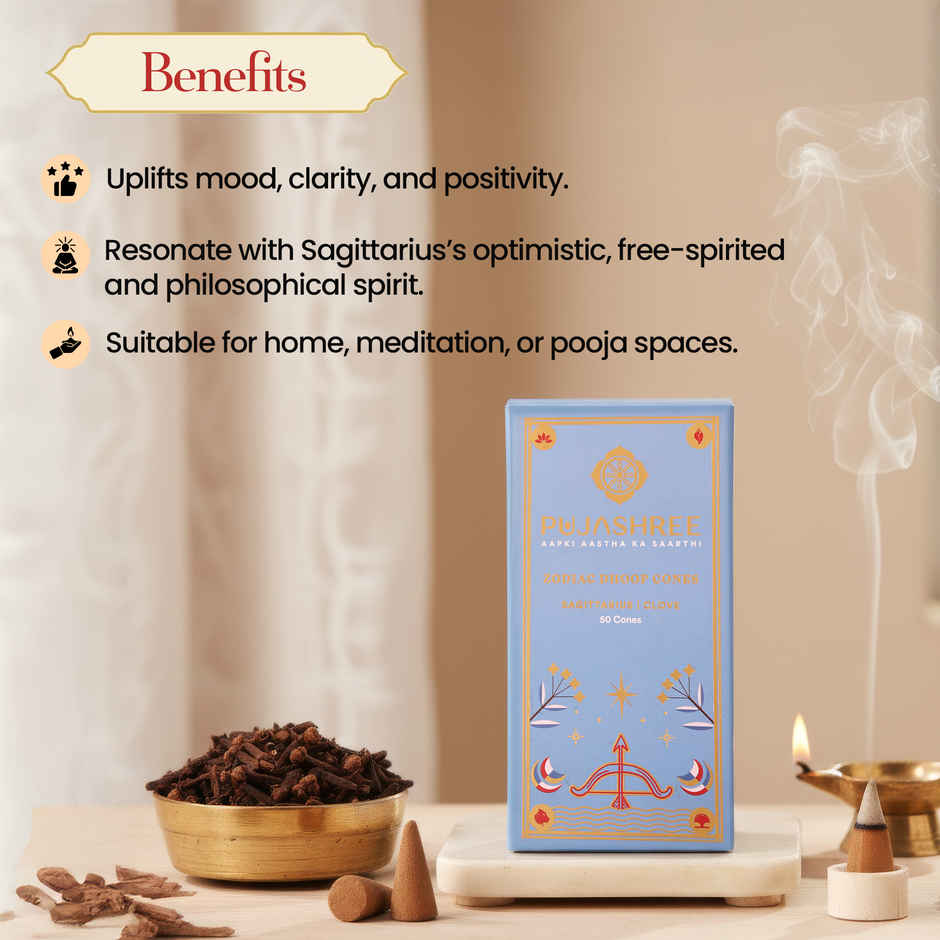 Pujashree Zodiac Dhoop Cones | Sagittarius - Clove
