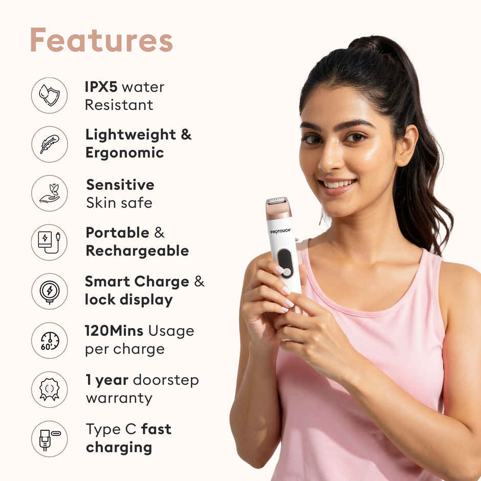 PROTOUCH All Rounder Womens Trimmer Epilator Face Body Portable Rechargeable