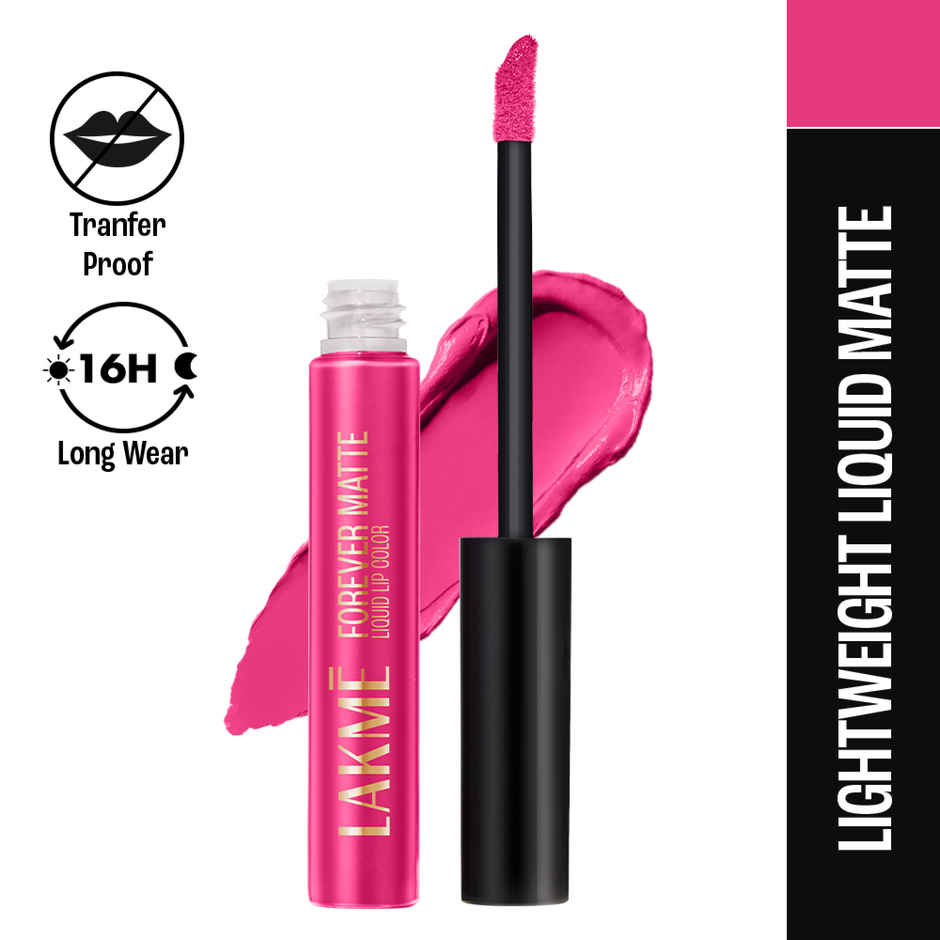 Lakme Forever Matte Liquid Lip, 16hr Lipstick, Lightweight & transferproof - Pink Prom