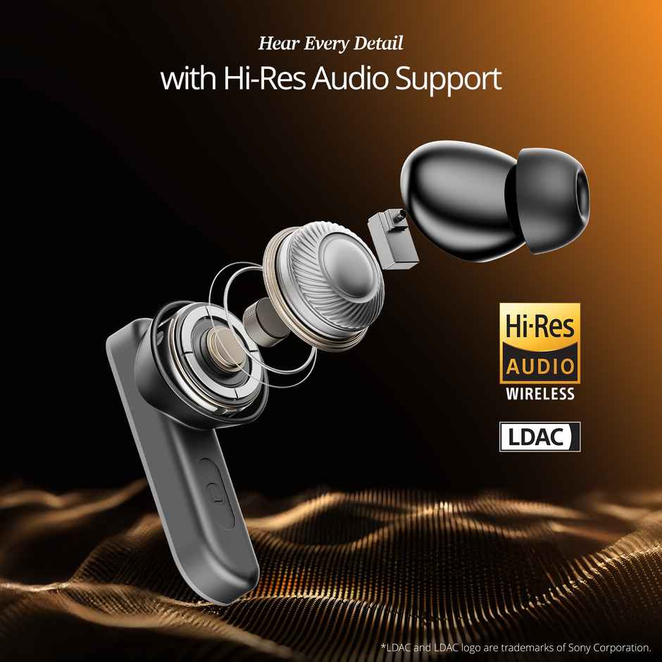 boAt Airdopes 800 HiDef in Ear TWS Earbuds, Hi-Res Audio LDAC, 4Mic ENx, App Support, ASAP Charge, IPX5, Low Latency, Dual Pairing, BTv5.3 - Graphite Grey