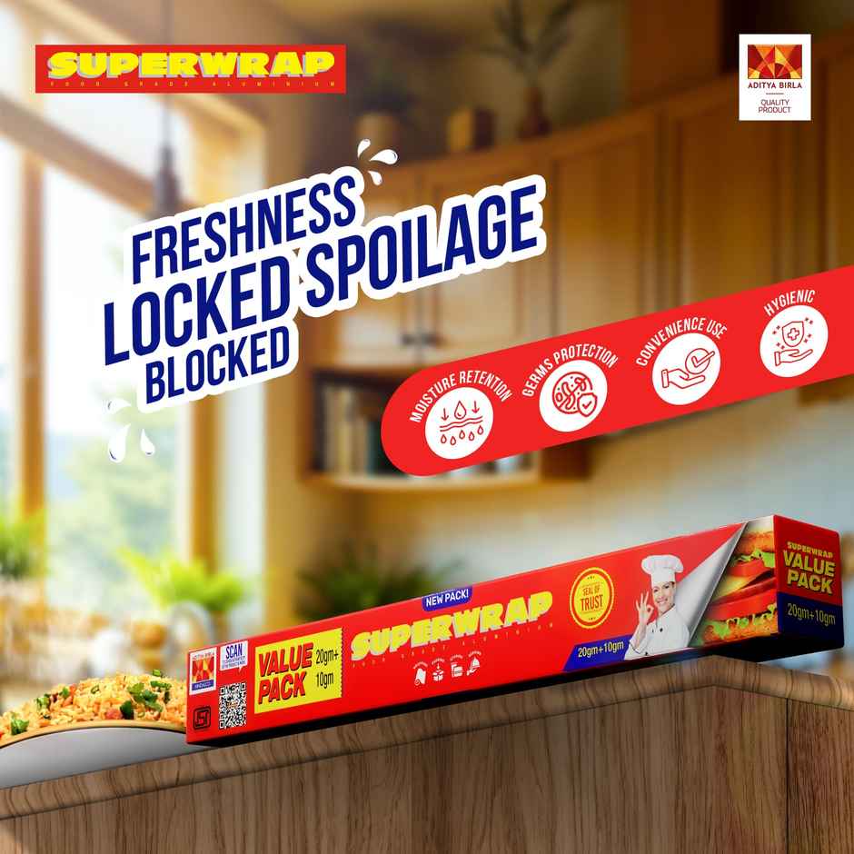 Hindalco Super Wrapp Aluminium Foil | 20 g + 10 g | Pack Of 3