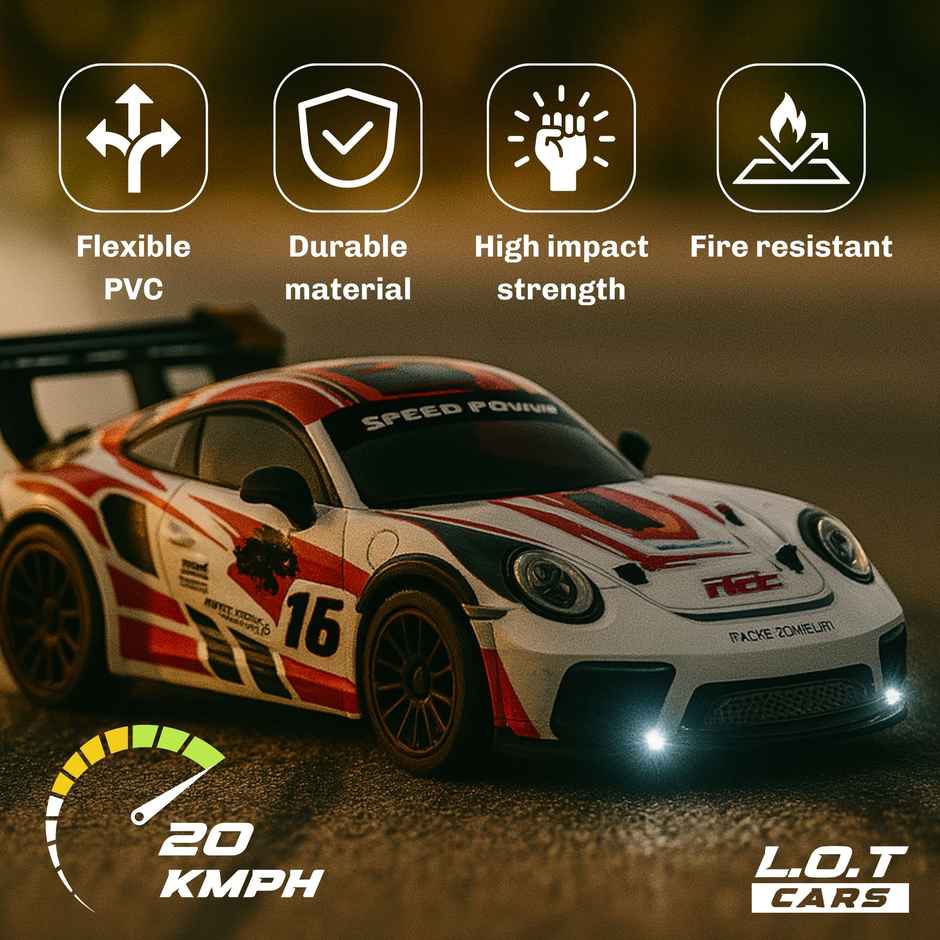Legend Of Toys Ghost RC Drift Car 20km/h | LED Lights | Long-Range | Flexible Shell | Burnout Red