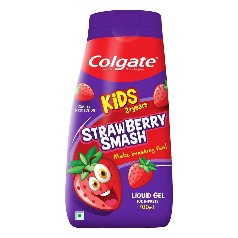 Colgate Kids Toothpaste, Fun Squeezy Bottle, Strawberry Flavor, Safe, Paraben-Free, Age 2-6yr