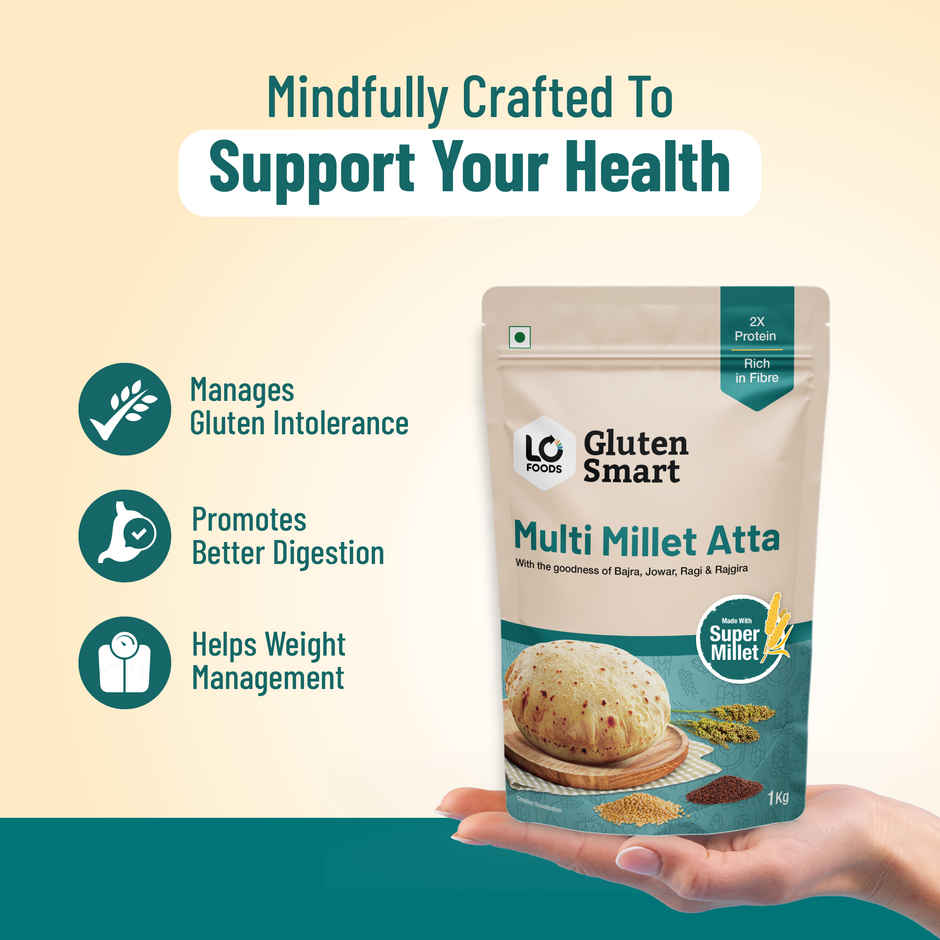 Lo Foods Gluten Free Atta | Jowar, Ragi Flour, Multi Millet Multigrain