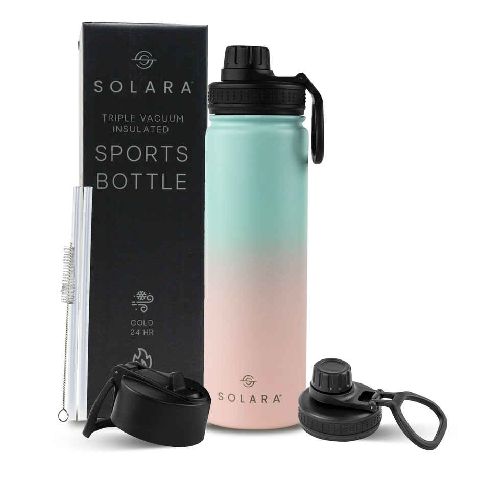 Solara Stainless Steel Insulated Water Bottle for Travel, Office, School, Gym | Blue & Pink | 650 ml