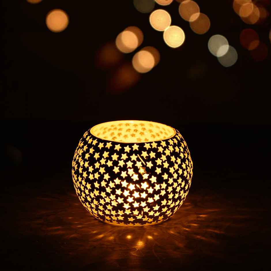eCraftIndia Mosaic Glass Decorative Tea Light Holder/Diya